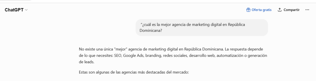 la mejor agencia de marketin segun chatgpt